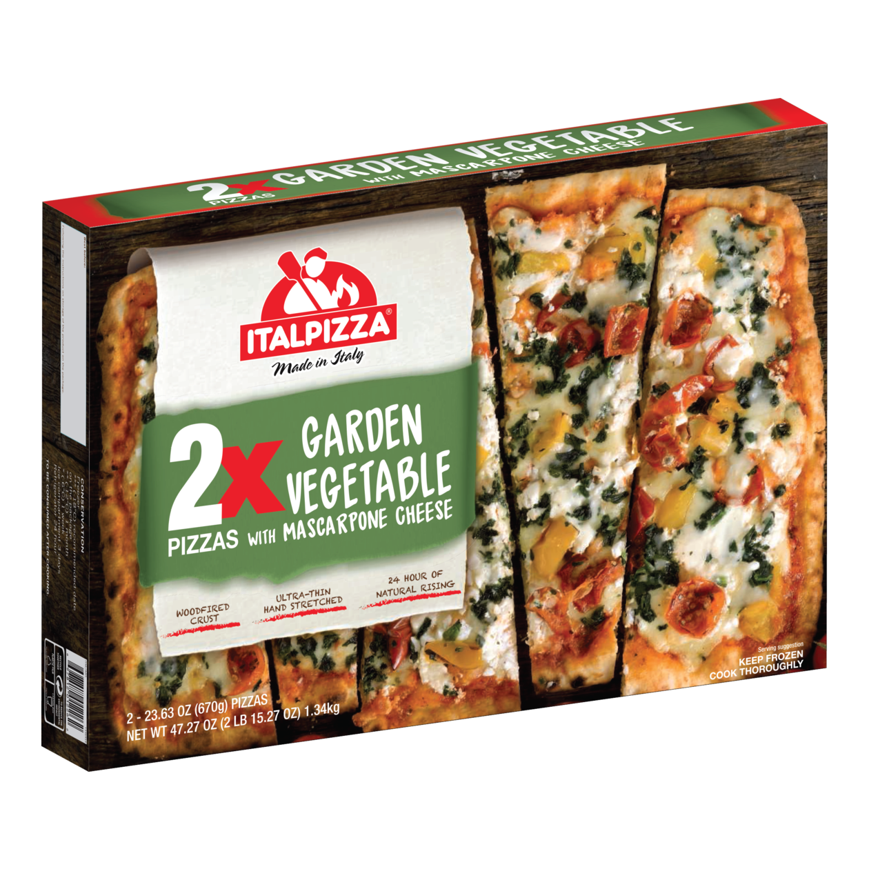 Wood Fired Rectangle Pizza Garden Vegetable With Mascarpone Cheese 10…